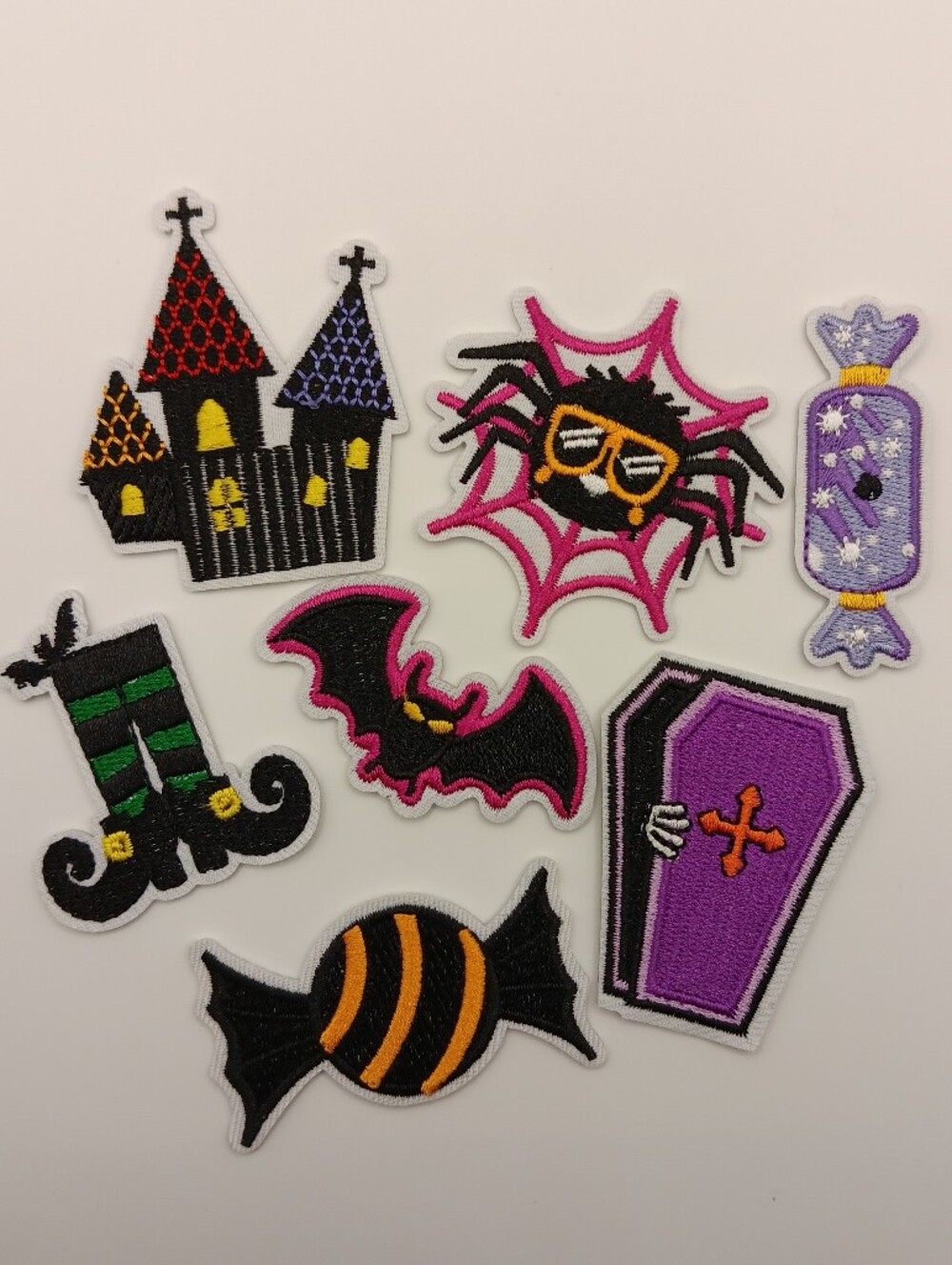 Cute Halloween Iron On Patch Set, Haunted House, Candy, Spider, Witch Lot